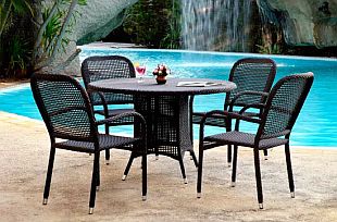 Nábytek:  jídelní souprava Arnie - umělý ratan (LACASANOVA)